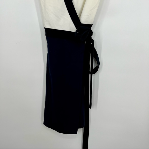 Diane von Furstenberg DVF Gracie Bow Wrap Mini Dress Sleeveless Color Block 6 - Picture 9 of 9